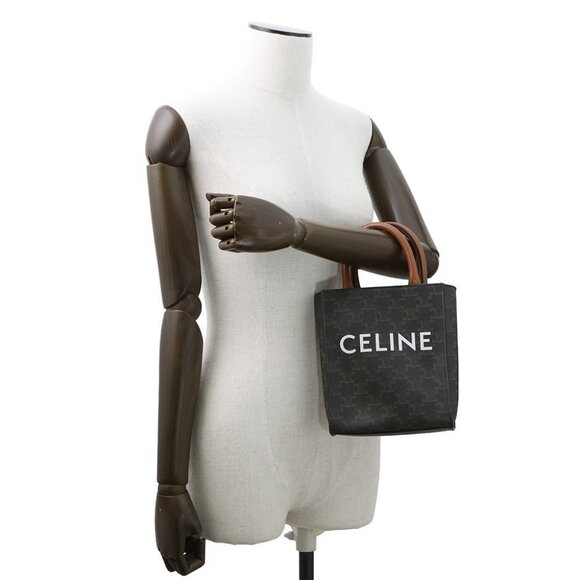 CELINE Triomphe Vertical Cabas Size Mini PVC/Leather Tan 194372 - Picture 3 of 16